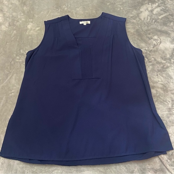 DEREK LAM COLLECTIVE sleeveless pintuck top blue 21822 - Picture 5 of 10